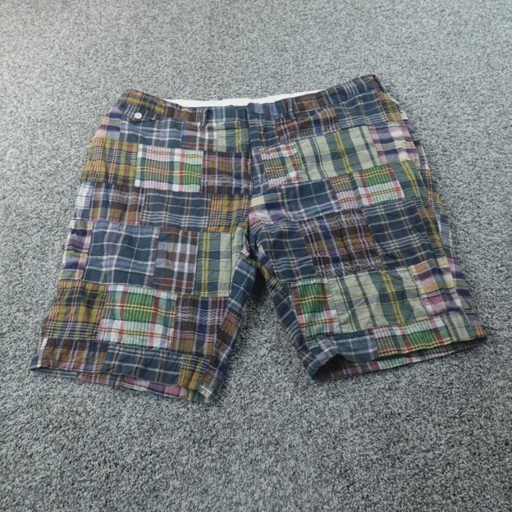 VTG Polo Ralph‎ Lauren Shorts Mens 42 Patchwork Madras Plaid Golf Preppy 90s Y2K